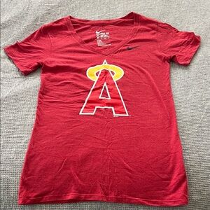 Angels baseball women’s Nike Red T-Shirt with Angels Logo